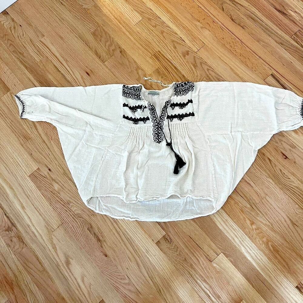 World Market‎ Gauzy Bohemian white Embroidered dolman Sleeve Flowy Womens XL